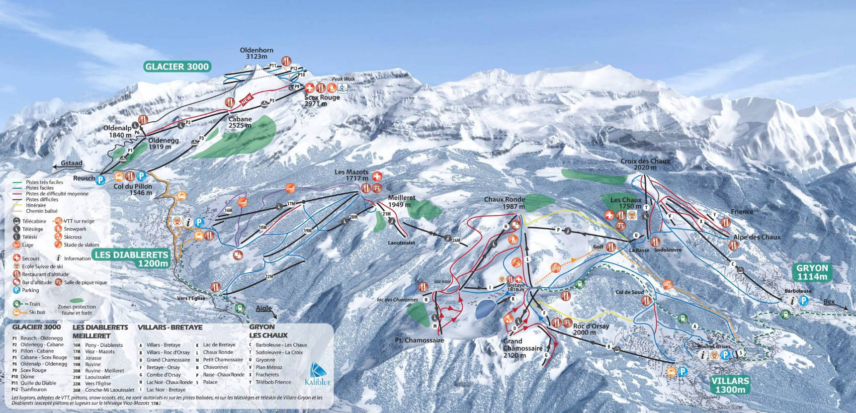 Loipenplan Villars - Gryon - Les Diablerets - Glacier 3000