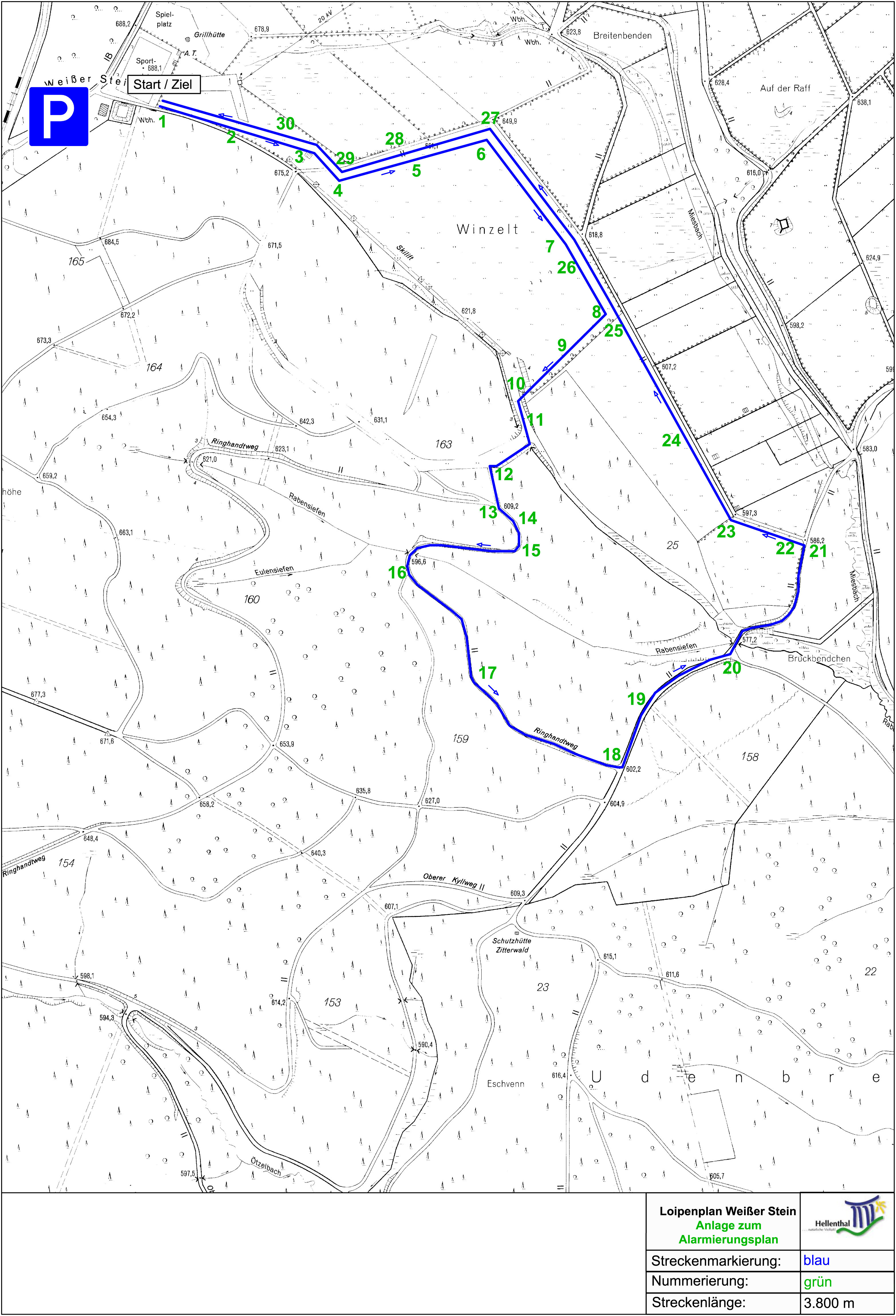 Loipenplan der Strecke Weißer Stein