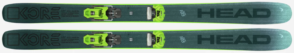 スキー 184 HEAD KORE 105 SKI Head, Kore X 85 + PRW 11 GW (2024-2025) skis unisex Green